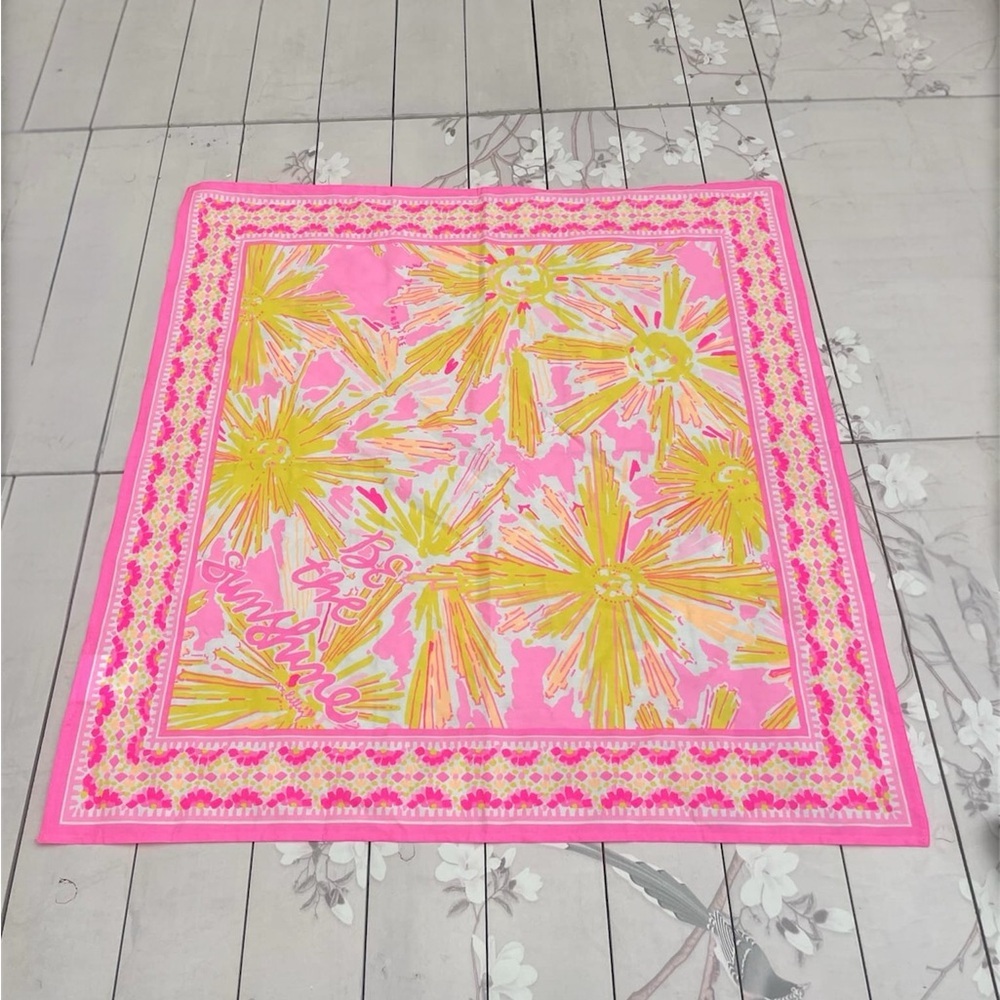 Lilly Pulitzer Pink and Yellow Patterned Scarf